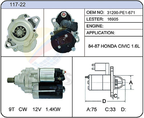 117-22 (31200-PE1-671 16905)