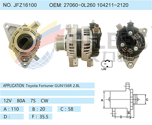 JFZ16100 (27060-0L260 104211-2120)
